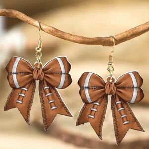 Football Bow Earrings NFL Mom Dangles